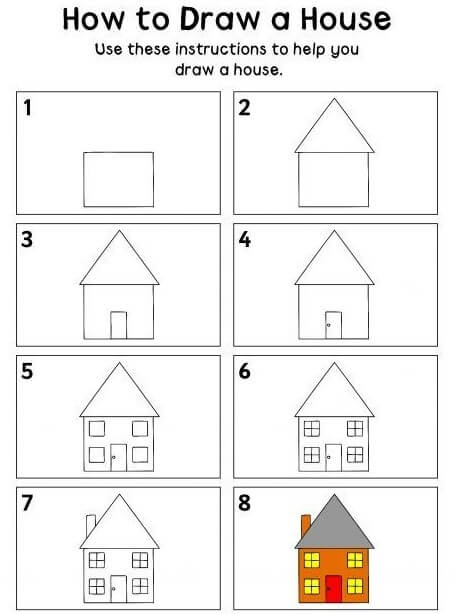 Image illustrating how to draw a house